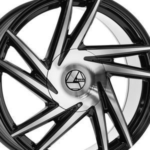 Azara AZA-529 Gloss Black & Machined 22X8.5 5x114.3/5x120 74.1 Hub 38 Offset Black Wheel Rim