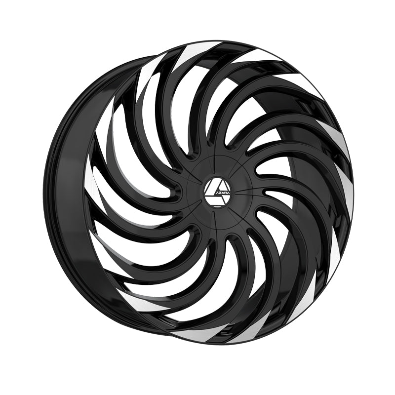 Azara AZA-534 Gloss Black & Machined 28X9.5 Blank 78.1 Hub 15 Offset Black Wheel Rim
