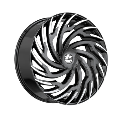 Azara AZA-536 Gloss Black & Machined 22X9.5 Blank 78.1 Hub 15 Offset Black Wheel Rim