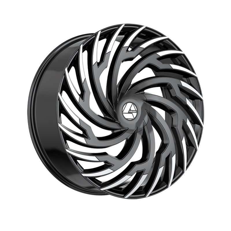 Azara AZA-536 Gloss Black & Machined 26X9.5 6x135/6x139.7 87.1 Hub 22 Offset Black Wheel Rim