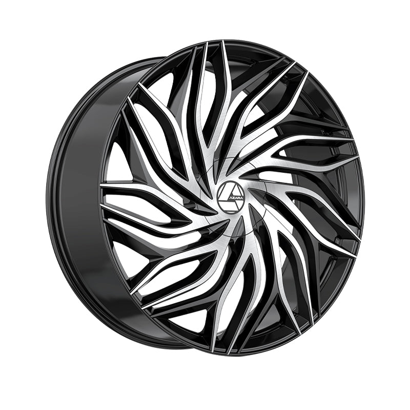 Azara AZA-537 Gloss Black & Machined 22X8.5 5x112/5x114.3 74.1 Hub 38 Offset Black Wheel Rim