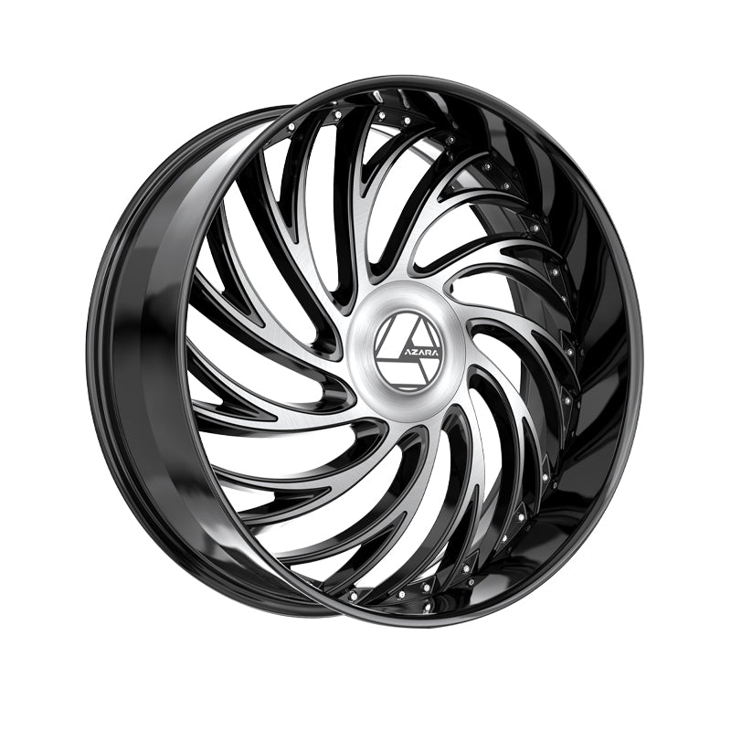 Azara AZX-101 Gloss Black & Machined 28X9.5 6x135/6x139.7 87.1 Hub 22 Offset Black Wheel Rim
