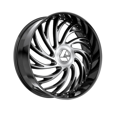 Azara AZX-101 Gloss Black & Machined 28X9.5 Blank 78.1 Hub 15 Offset Black Wheel Rim