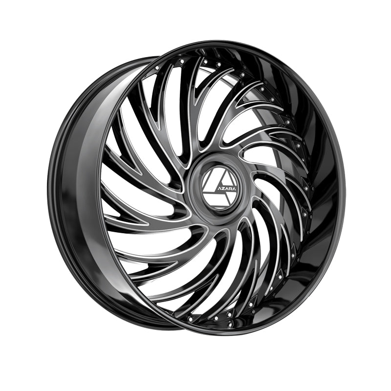 Azara AZX-101 Gloss Black & Milled 24X9 5x115/5x120 78.1 Hub 32 Offset Black Wheel Rim