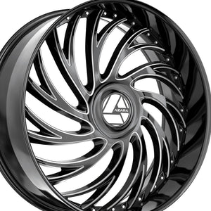Azara AZX-101 Gloss Black & Milled 24X9 5x115/5x120 78.1 Hub 32 Offset Black Wheel Rim