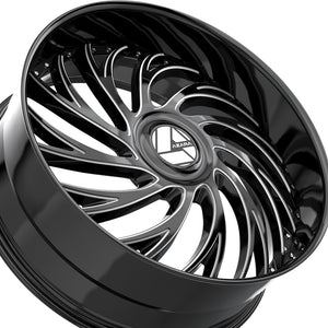 Azara AZX-101 Gloss Black & Milled 24X9 5x115/5x120 78.1 Hub 32 Offset Black Wheel Rim