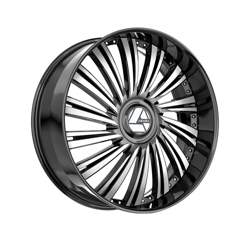 Azara AZX-102 Gloss Black & Machined 24X9 Blank 5x 78.1 Hub 15 Offset Black Wheel Rim