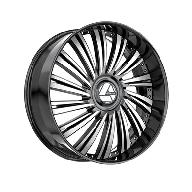 Azara AZX-102 Gloss Black & Machined 26X9.5 6x135/6x139.7 87.1 Hub 22 Offset Black Wheel Rim