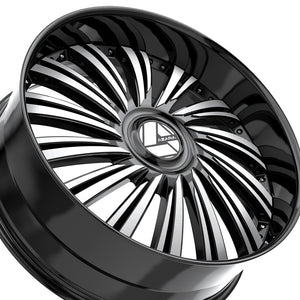 Azara AZX-102 Gloss Black & Machined 26X9.5 6x135/6x139.7 87.1 Hub 22 Offset Black Wheel Rim