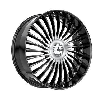 Azara AZX-103 Gloss Black & Machined 24X9 Blank 5x 78.1 Hub 15 Offset Black Wheel Rim