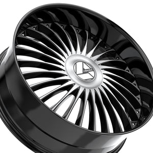 Azara AZX-103 Gloss Black & Machined 30X9.5 6x135/6x139.7 87.1 Hub 22 Offset Black Wheel Rim