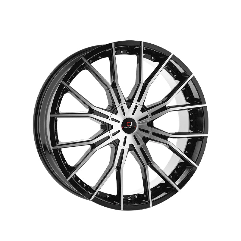 Cavallo CLV-36 Gloss Black & Machined 18X8 4x100/4x114.3 74.1 Hub 35 Offset Black Wheel Rim