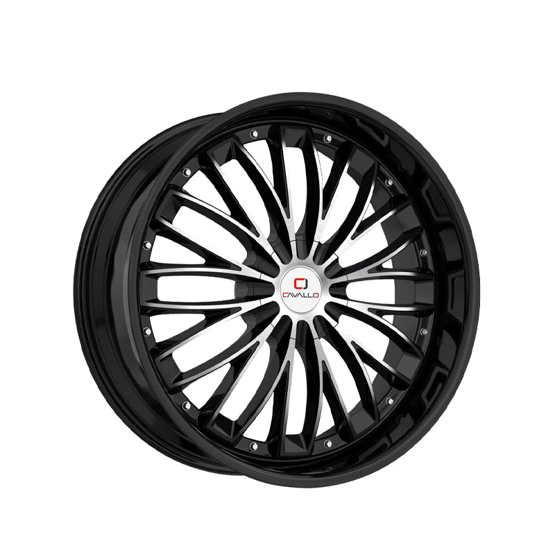 Cavallo CLV-42 Gloss Black & Machined 18X8 4x100/4x114.3 74.1 Hub 35 Offset Black Wheel Rim