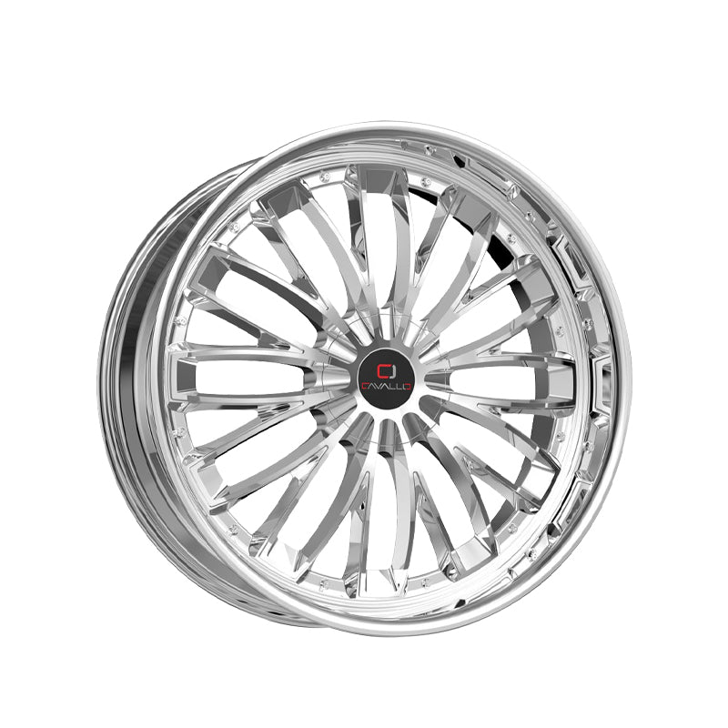 Cavallo CLV-42 Nano Chrome 22X8.5 5x112/5x114.3 74.1 Hub 38 Offset Chrome Wheel Rim