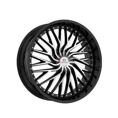 Cavallo CLV-43 Gloss Black & Machined 22X8.5 5x112/5x114.3 74.1 Hub 38 Offset Black Wheel Rim