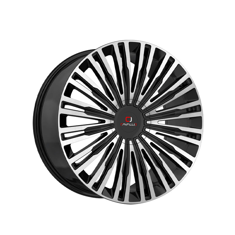 Cavallo CLV-48 Gloss Black & Machined 24X9 5x115/5x120 78.1 Hub 18 Offset Black Wheel Rim