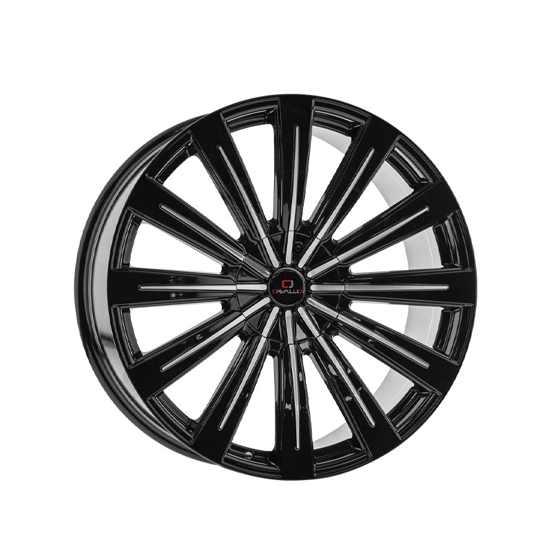 Cavallo CLV-49 Gloss Black & Machined 22X9.5 Blank 78.1 Hub 15 Offset Black Wheel Rim