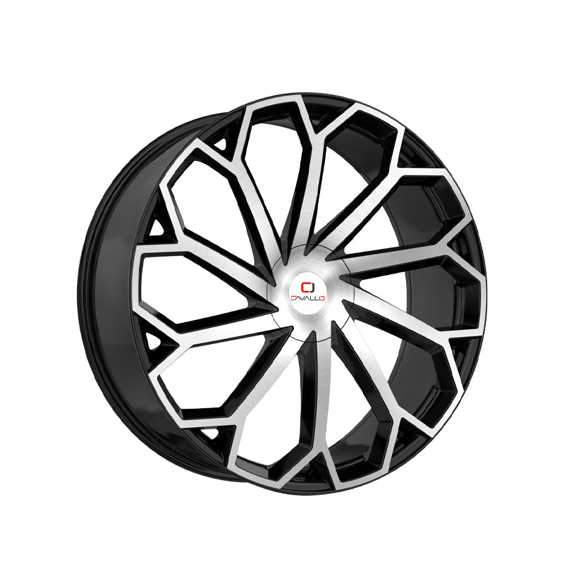 Cavallo CLV-51 Gloss Black & Machined 18X8 5x114.3/5x120 74.1 Hub 35 Offset Black Wheel Rim