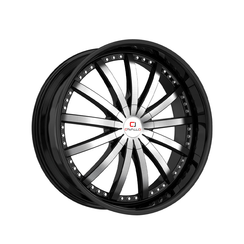 Cavallo CLV-53 Gloss Black & Machined 22X9.5 Blank 78.1 Hub 15 Offset Black Wheel Rim