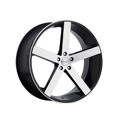 Cavallo CLV-5 Gloss Black & Machined 22X9 Blank 74.1 Hub 35 Offset Black Wheel Rim