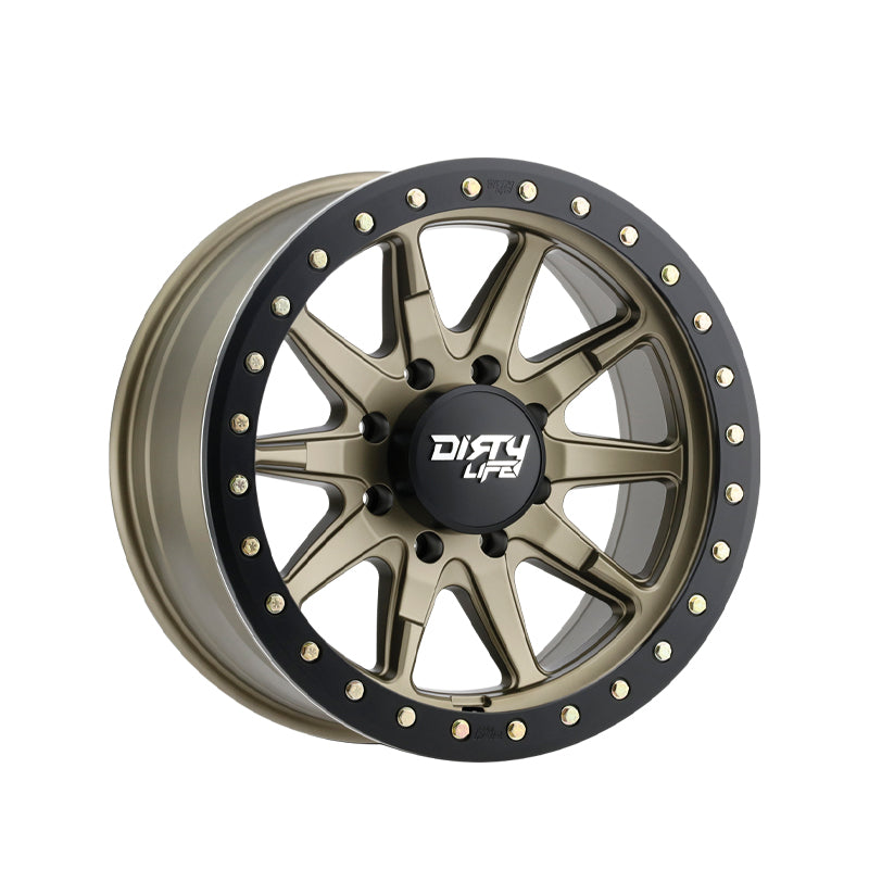 DIRTY LIFE DT-2 17X9 8-165.1 130.8 Hub -12 Offset Gold Wheel Rim
