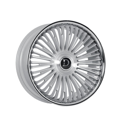 Dolce Luxury Razzo 22x9.5 6x139.7 73.1 Hub 5.96 Offset Glossy Sliver Brush Face Wheel Rim