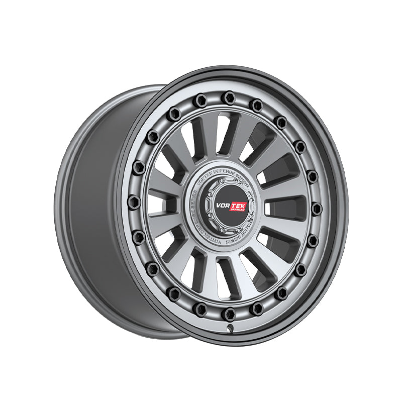 Vortek VRD-702 Matte GunMetal With Black Bolts & Lip 18X9 6x135/6x139.7 106.1 Hub 12 Offset Black Wheel Rim