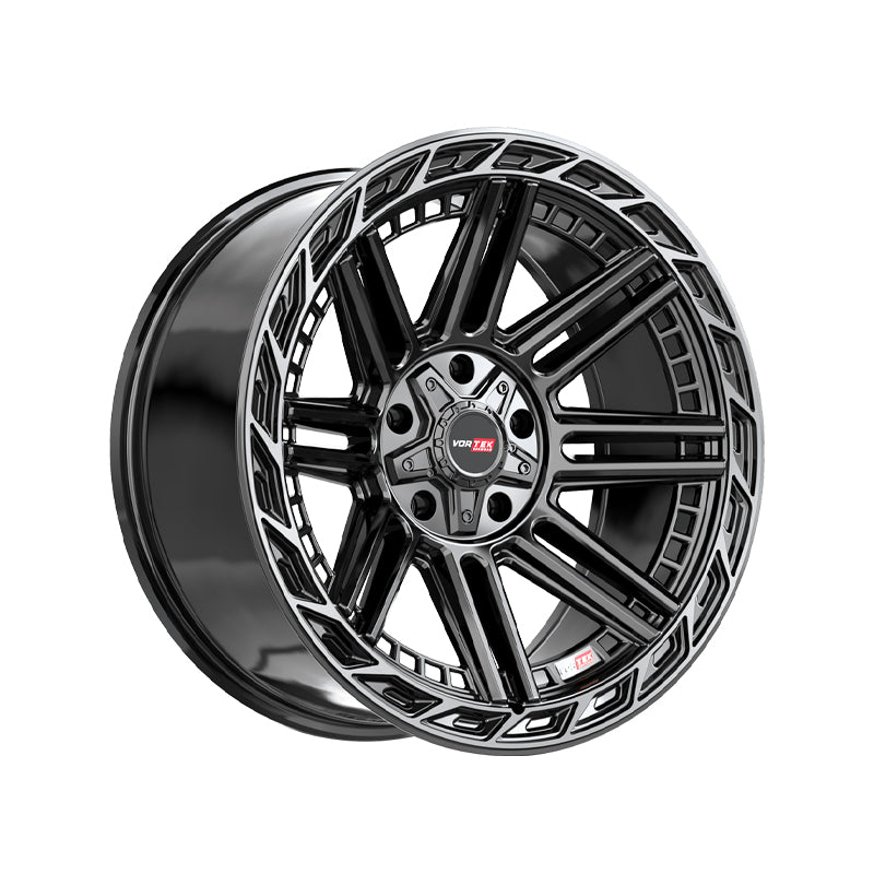 Vortek VRP-501 Gloss Black Center & Diamond Cut Ring With Dark Tint 20X9 5x127/5x139.7 78.1 Hub 0 Offset Black Wheel Rim