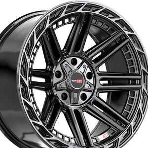 Vortek VRP-501 Gloss Black Center & Diamond Cut Ring With Dark Tint 20X9 5x127/5x139.7 78.1 Hub 0 Offset Black Wheel Rim