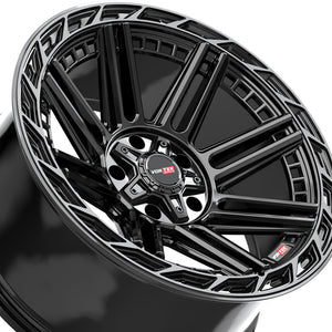 Vortek VRP-501 Gloss Black Center & Diamond Cut Ring With Dark Tint 20X9 5x127/5x139.7 78.1 Hub 0 Offset Black Wheel Rim