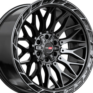 Vortek VRP-503 Gloss Black Center & Diamond Cut Ring With Dark Tint 22X10 5x127/5x139.7 78.1 Hub -18 Offset Black Wheel Rim