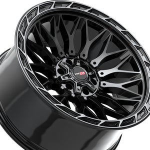 Vortek VRP-503 Gloss Black Center & Diamond Cut Ring With Dark Tint 22X10 5x127/5x139.7 78.1 Hub -18 Offset Black Wheel Rim