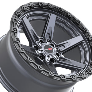 Vortek VRT-602 Matte Titanium With Black Bead Ring 20X10 6x135/6x139.7 106.1 Hub -24 Offset Titanium, Black Wheel Rim