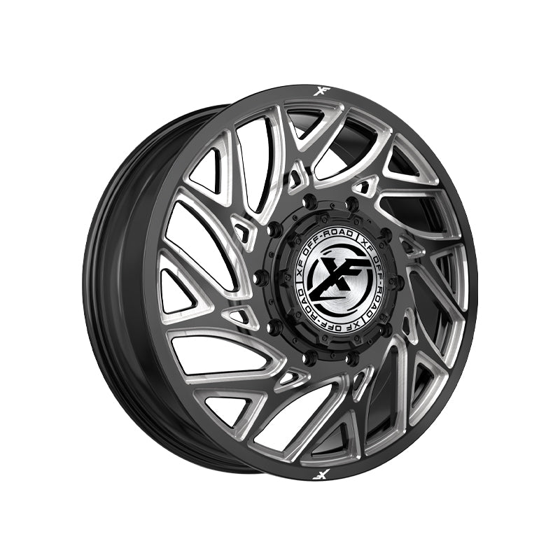 XF Dually XF-229 Dually Gloss Black & Milled 22X8.25 8x165.1 121.3 Hub 110 Offset Black Wheel Rim