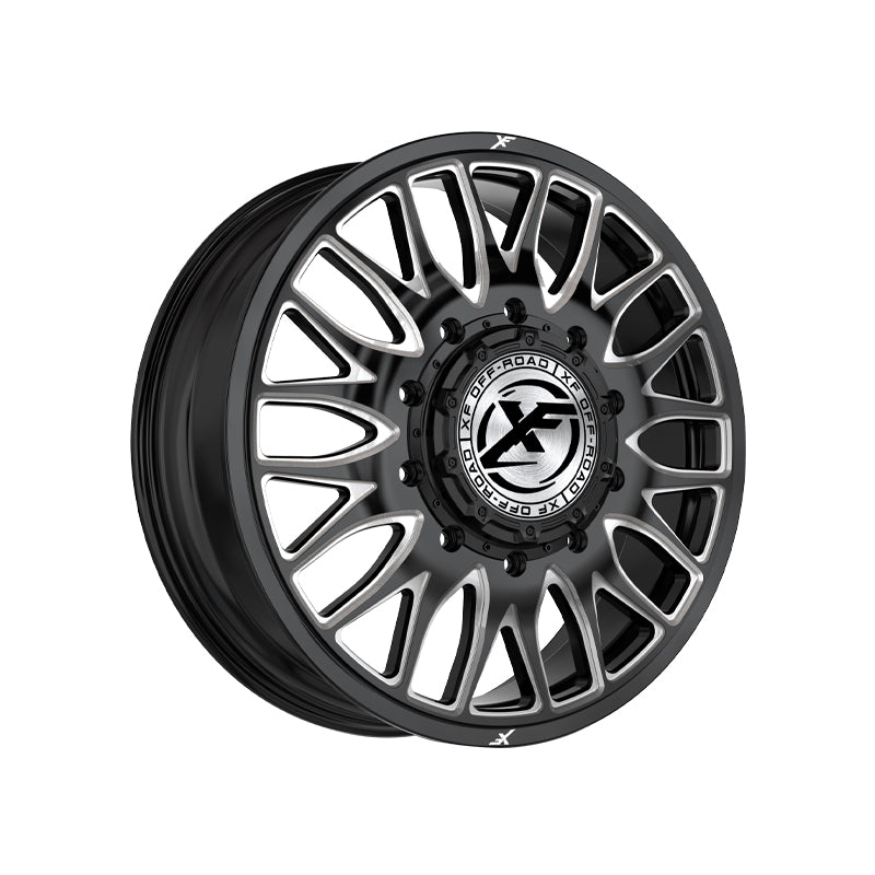 XF Dually XF-240 Dually Gloss Black & Milled 22X8.25 8x210 154.3 Hub 110 Offset Black Wheel Rim