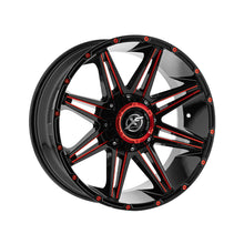 XF Off-Road XF-220 Gloss Black & Red Milled 20X9 8x165.1/8x170 125.2 Hub 12 Offset Black, Red Wheel Rim