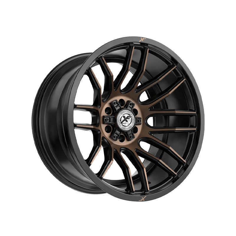 XF Off-Road XF-232 Satin Black & Bronze Machined Double Dark Tint 20X9 5x127/5x139.7 78.1 Hub 12 Offset Silver Wheel Rim